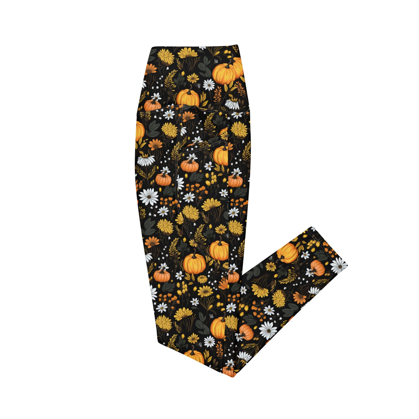 Crossover Leggings with Pockets: Fall Florals Collection in Jana