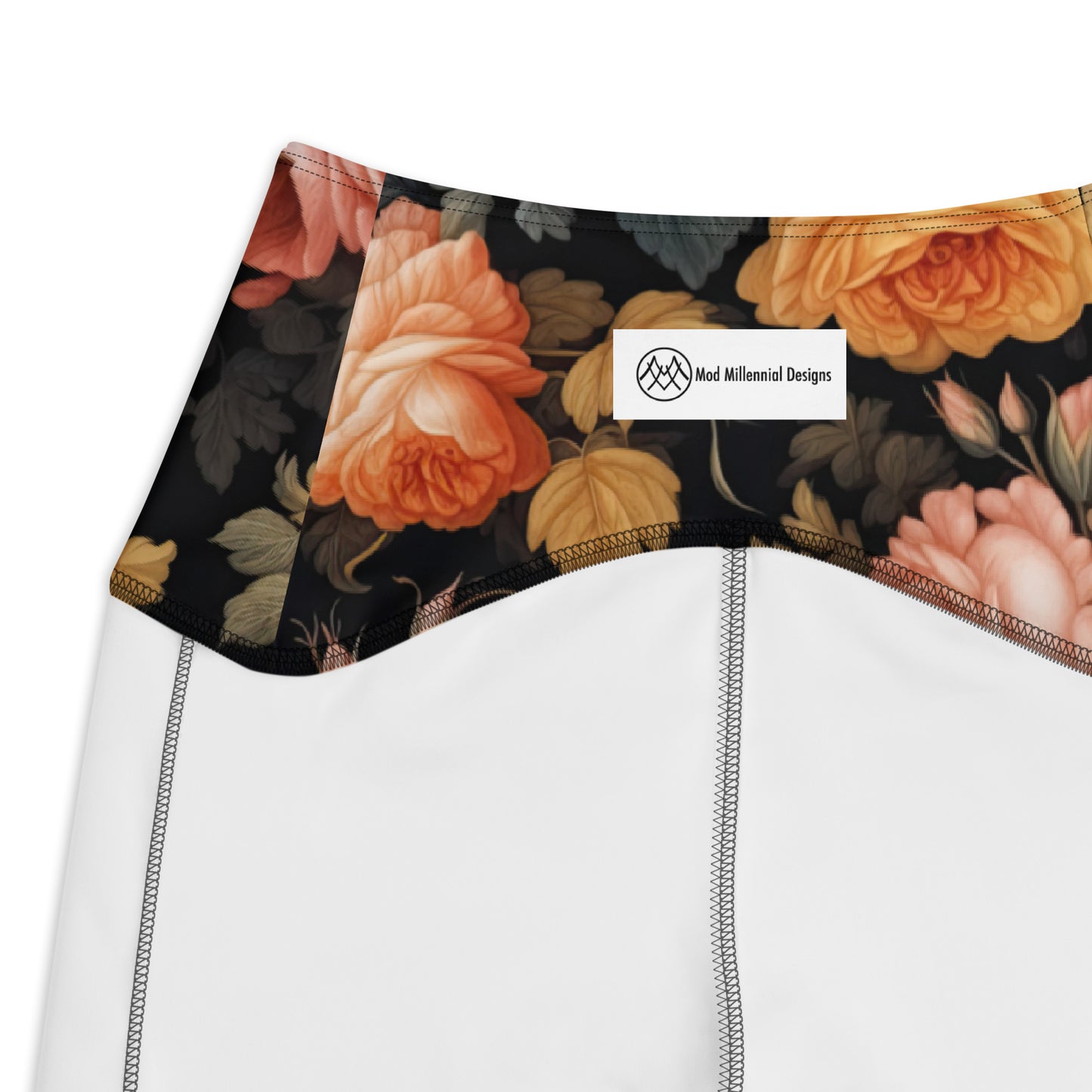 Crossover Leggings with Pockets: Fall Florals Collection in Jolene