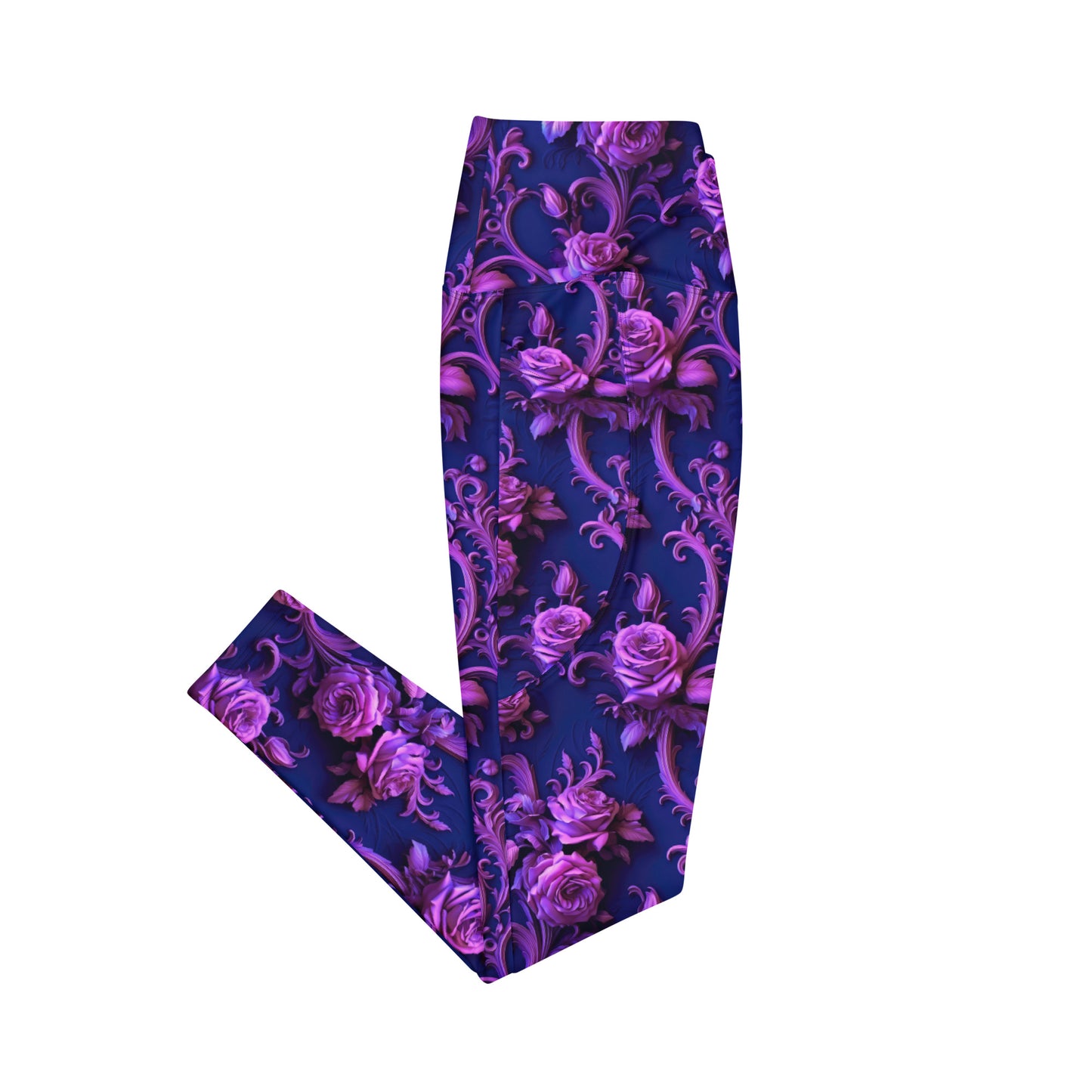 Crossover Leggings with Pockets: Royal Purples Collection in Helen