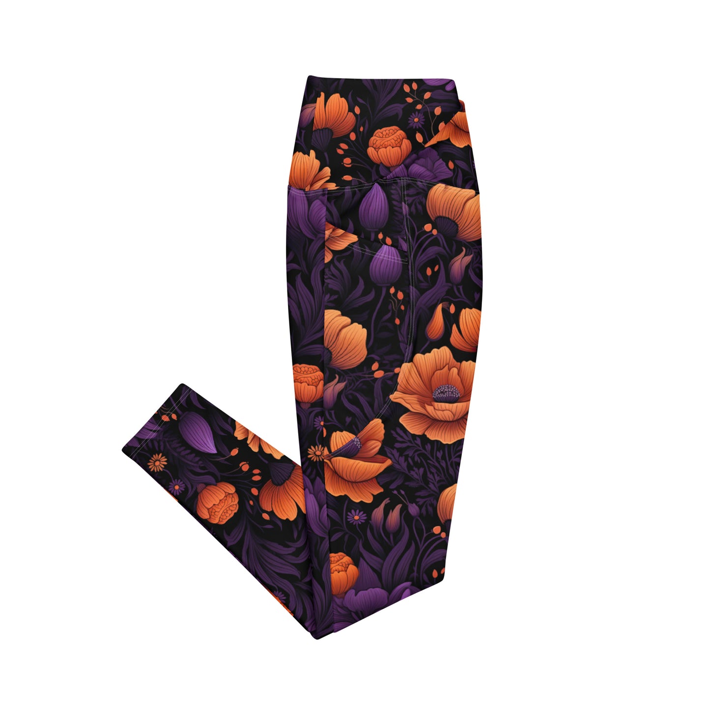 Crossover Leggings with Pockets: Fall Florals Collection in Jayne