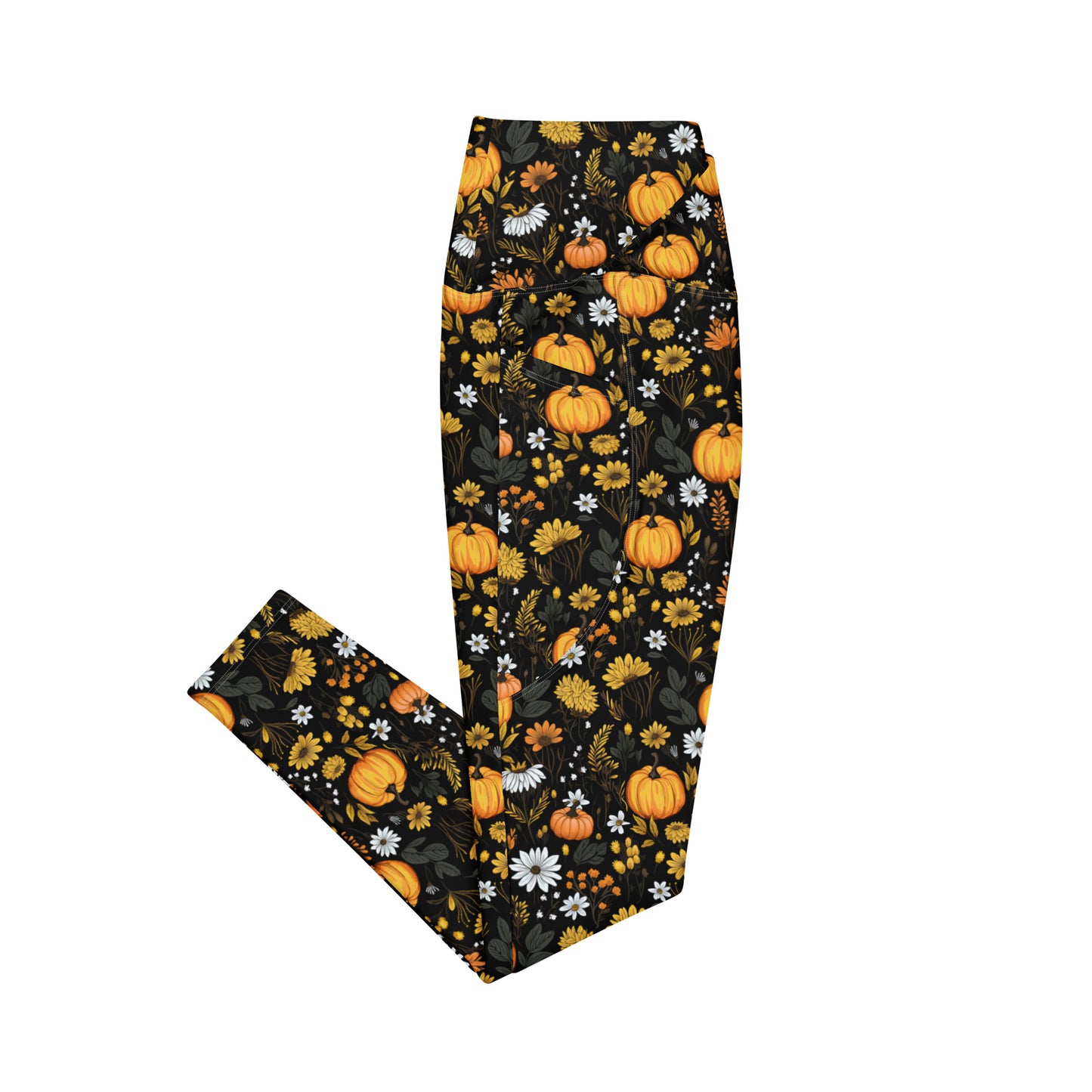 Crossover Leggings with Pockets: Fall Florals Collection in Jana