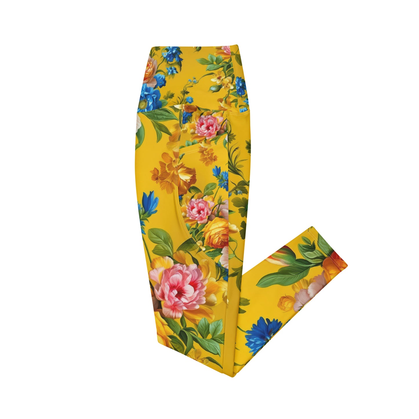 Athletic Leggings with Pockets: Sunshine Florals Collection in Ashley