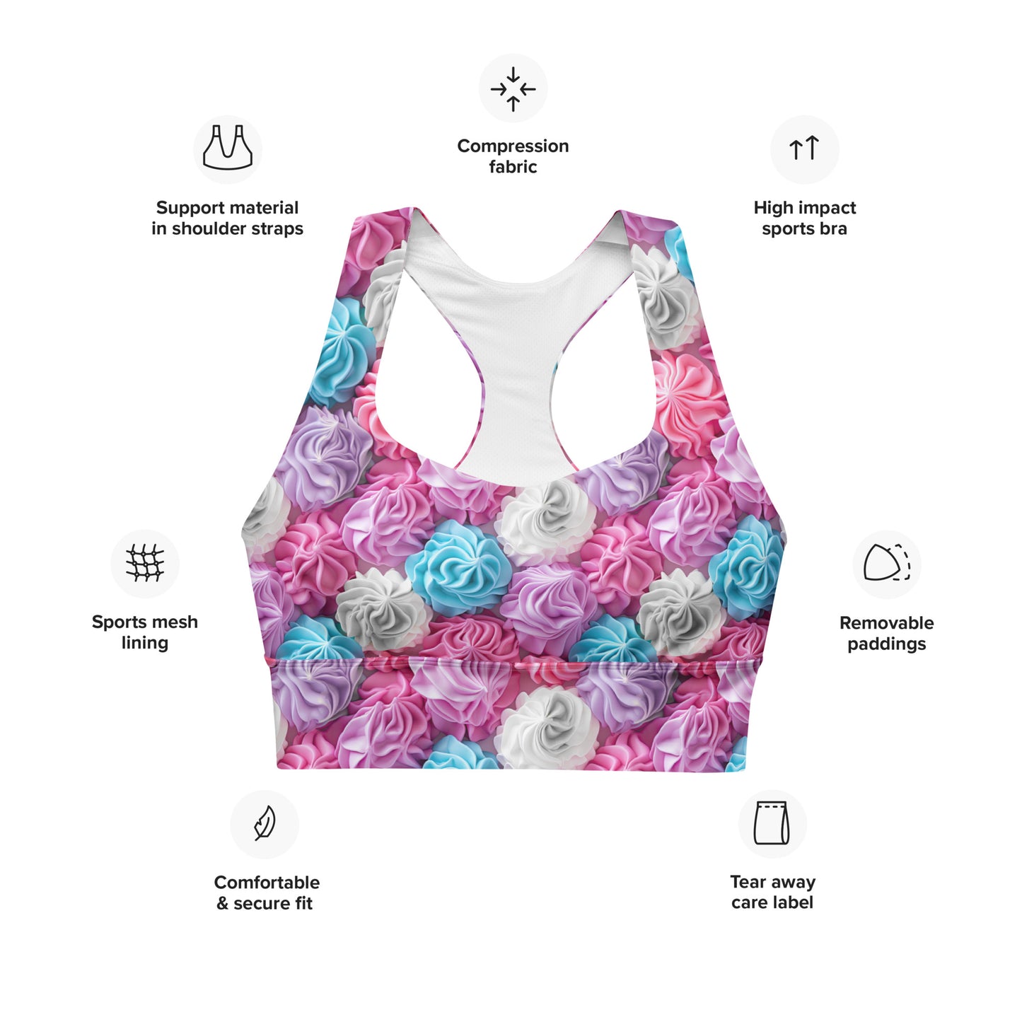 Sports Bra: Eat Cake Collection in Daisy