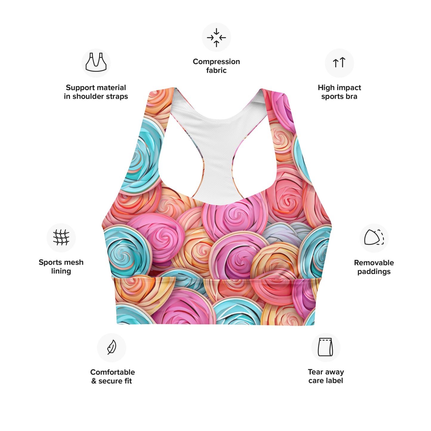 Sports Bra: Eat Cake Collection in Daphne