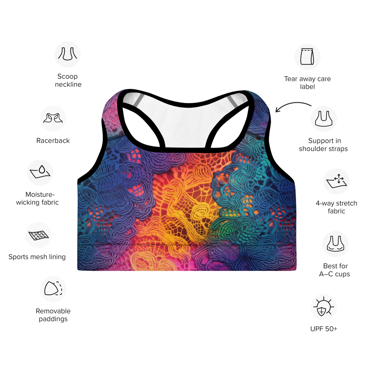 Sports Bra: Lace Collection in Celeste