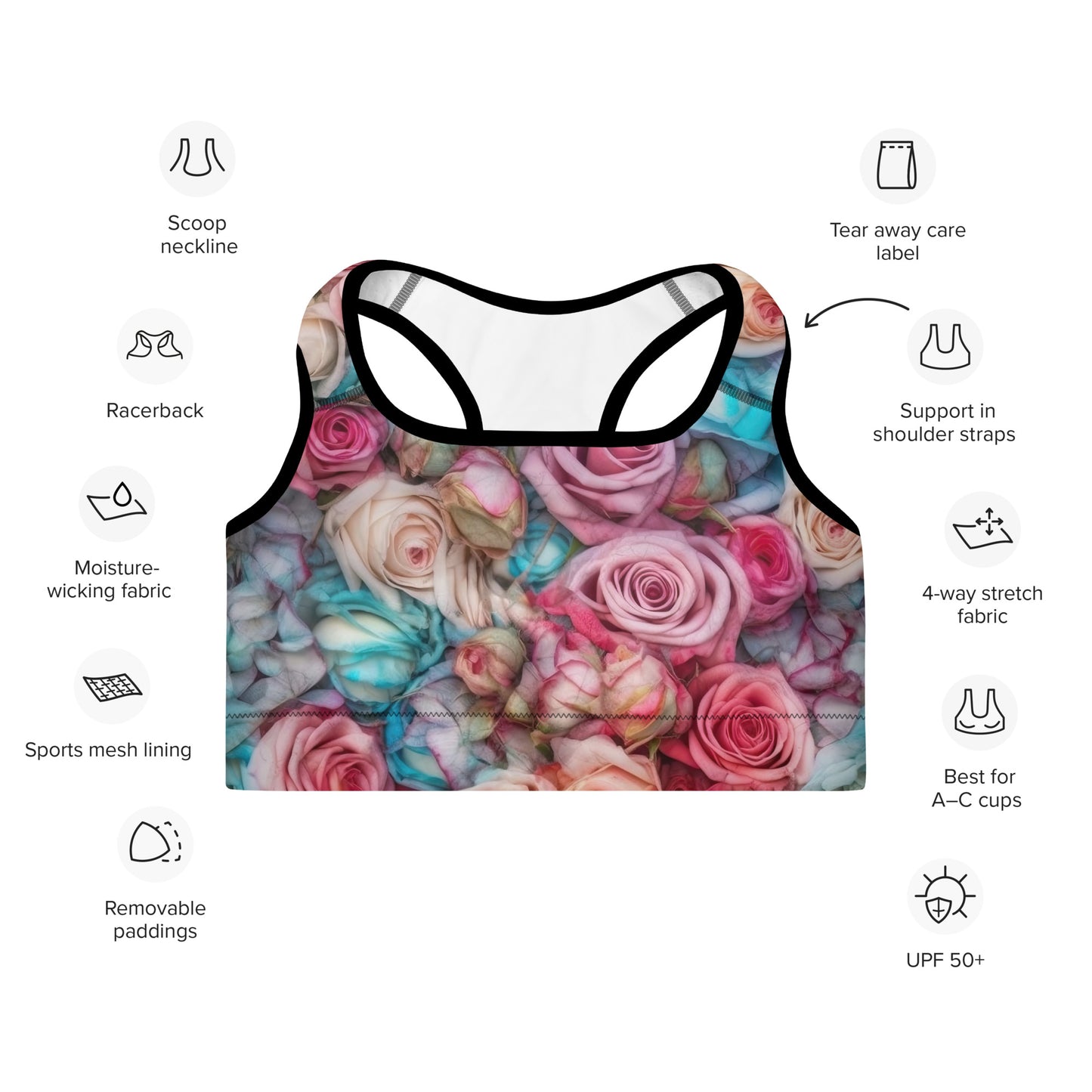 Sports Bra: Dreamy Roses Collection in Evie