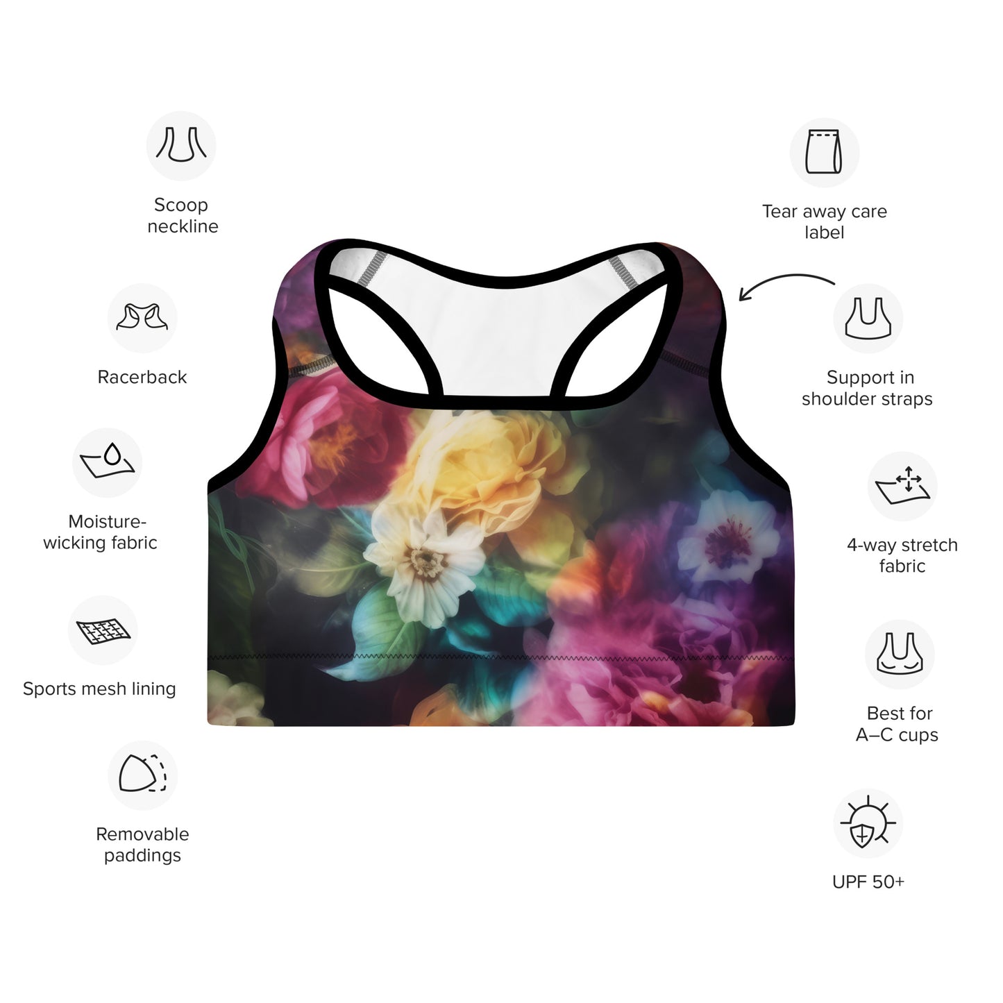 Sports Bra: Spring Blacks Collection in Millicent