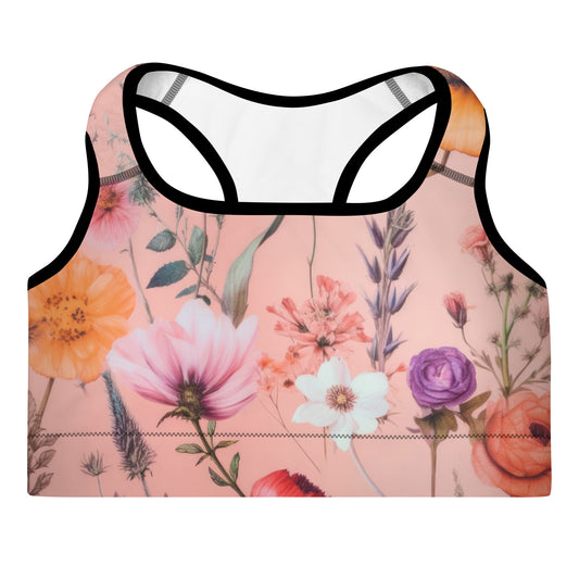 Sports Bra: Spring Queen Coral Collection in Gertrude