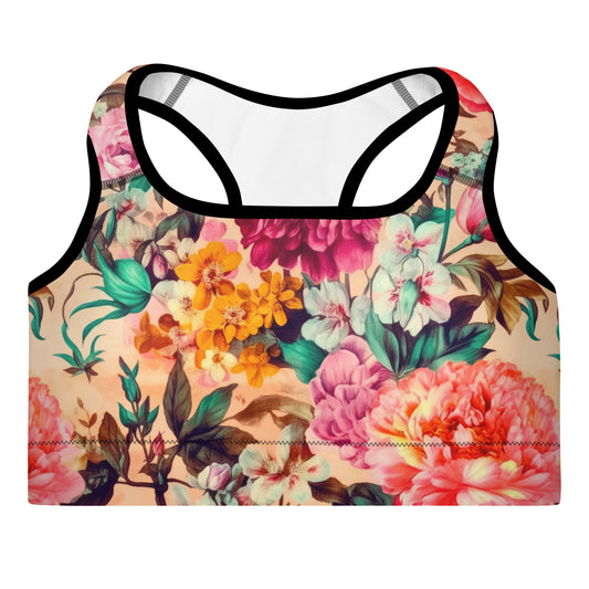 Sports Bra: Spring Queen Coral Collection in Goldie