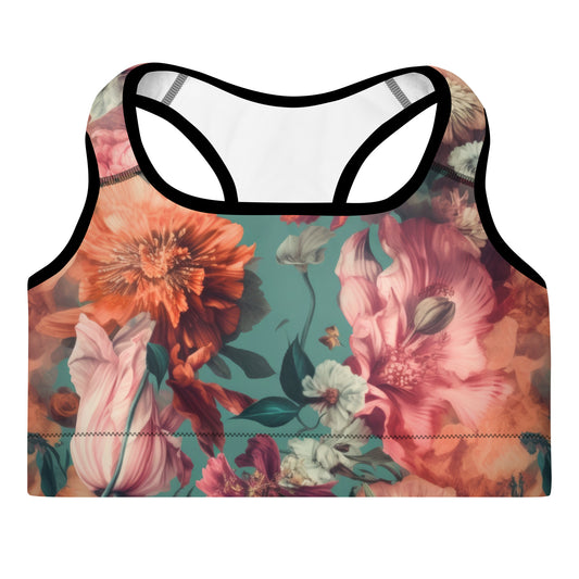 Sports Bra: Spring Queen Coral Collection in Glenda