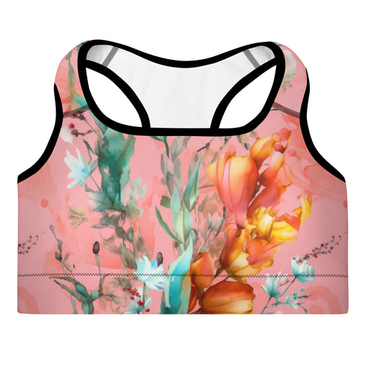 Sports Bra: Spring Queen Coral Collection in Gwendolyn