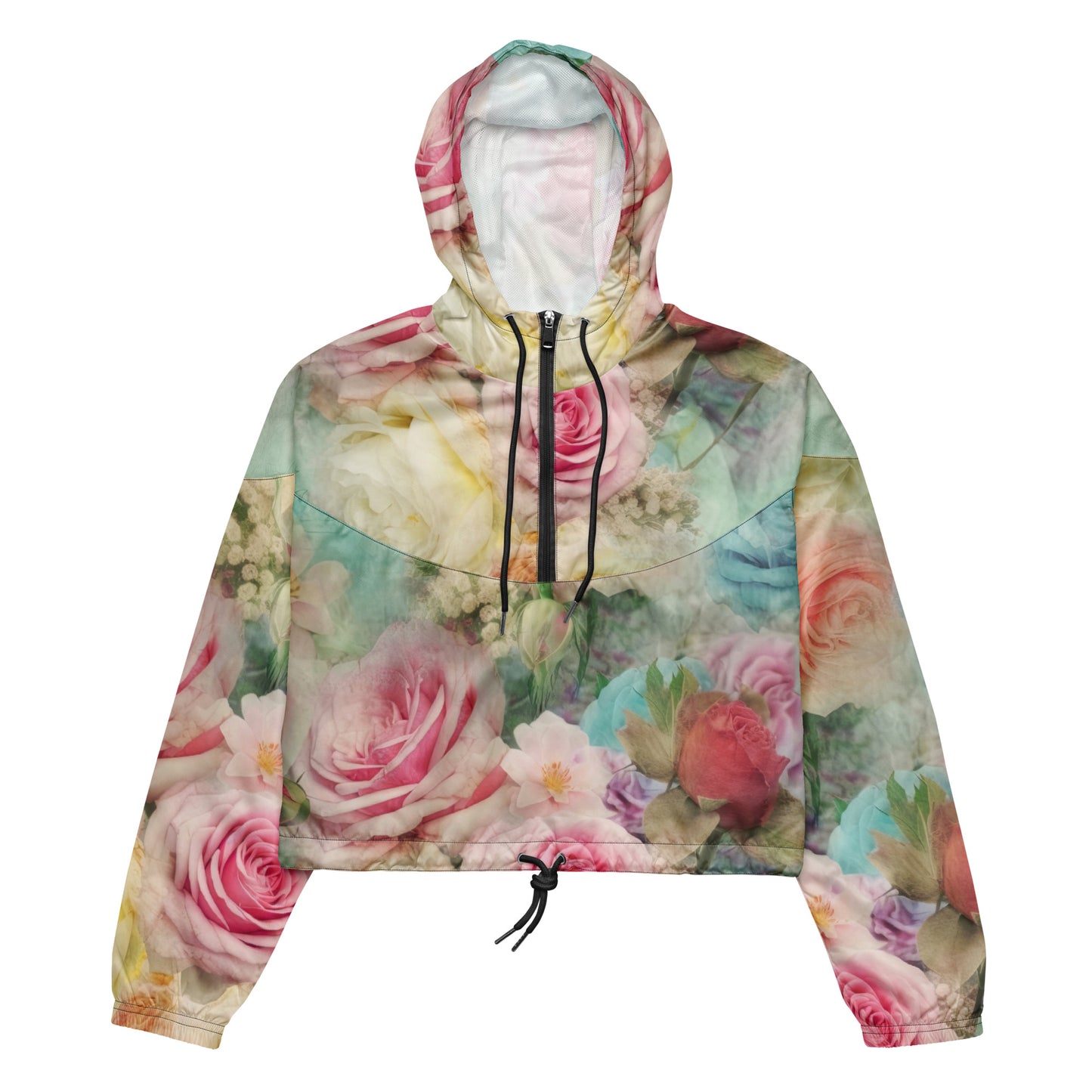 Women’s Cropped Windbreaker: Dreamy Roses Collection in Eloise