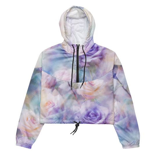 Women’s Cropped Windbreaker: Dreamy Roses Collection in Ethel