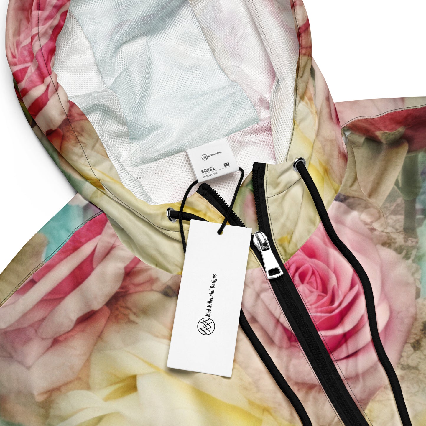 Women’s Cropped Windbreaker: Dreamy Roses Collection in Eloise