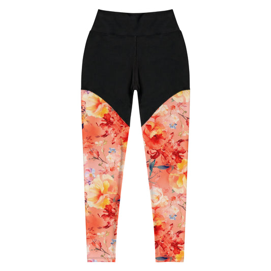 Sports Leggings: Spring Queen Coral Collection in Greta