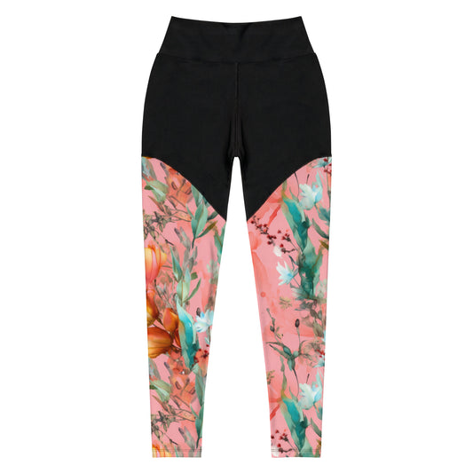 Sports Leggings: Spring Queen Coral Collection in Gwendolyn