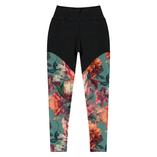 Sports Leggings: Spring Queen Coral Collection in Glenda