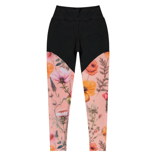 Sports Leggings: Spring Queen Coral Collection in Gertrude