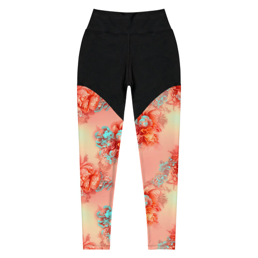 Sports Leggings: Spring Queen Coral Collection in Grace