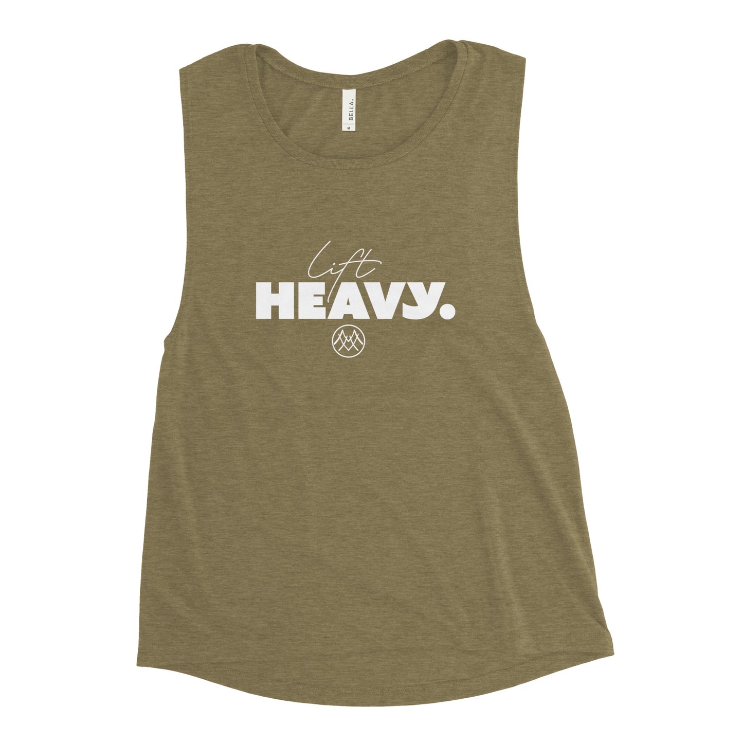 Ladies’ Muscle Tank: Basics Collection in Lift Heavy White