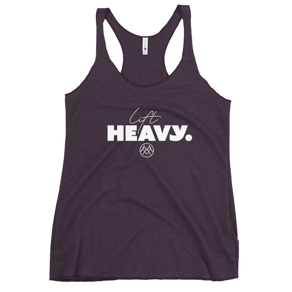 Women's Racerback Tank: Basics Collection in Lift Heavy White