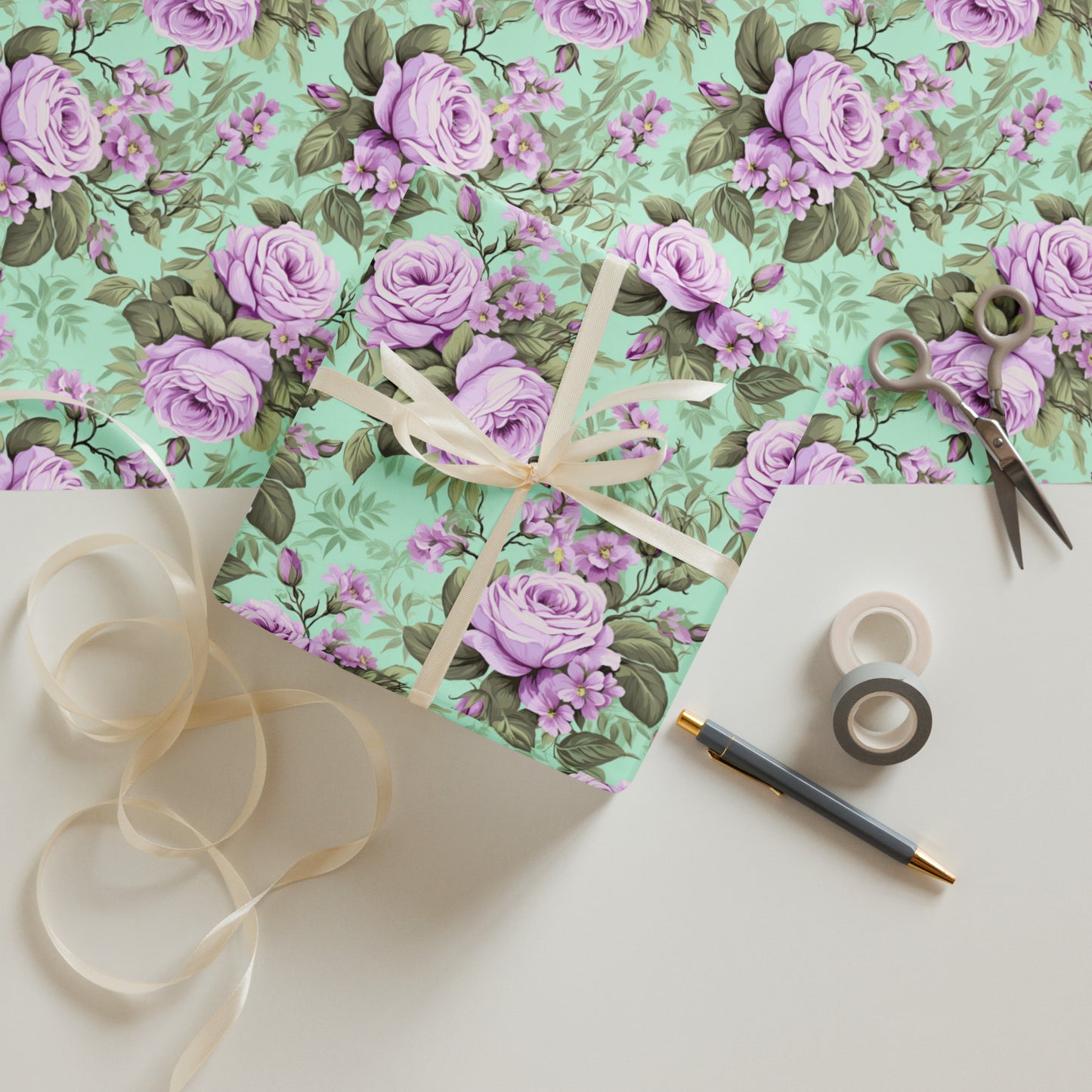 Gift Wrapping Paper Sheets: Victorian Romance Collection in Ivy